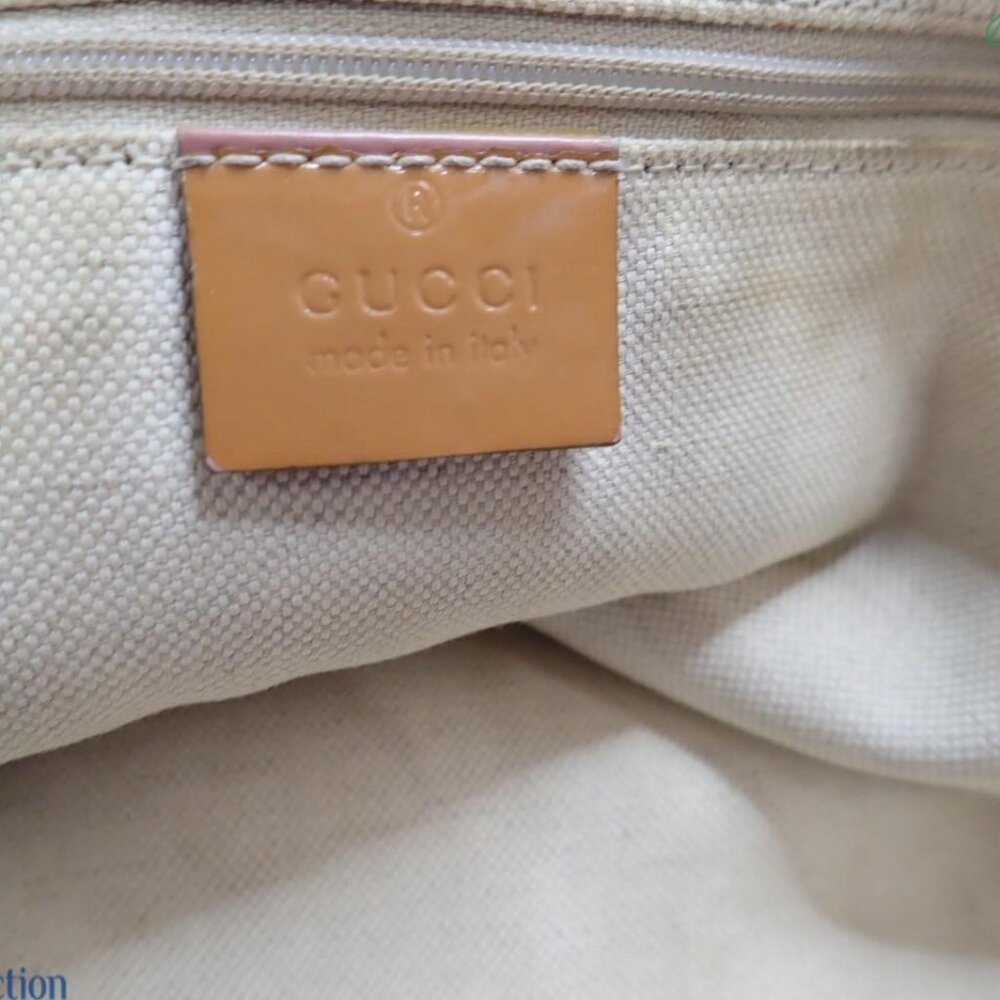 Gucci Tote Bag GG Canvas Beige Orange Chien Pan Gold Hardware - Picture 8 of 11